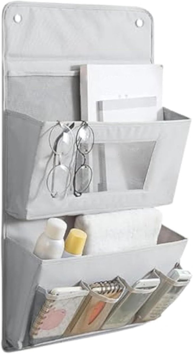 Hangende Opbergtas - Wand Organizer - Ruimte Besparen - Geen Pons Installatie - 40x63cm - Grijs