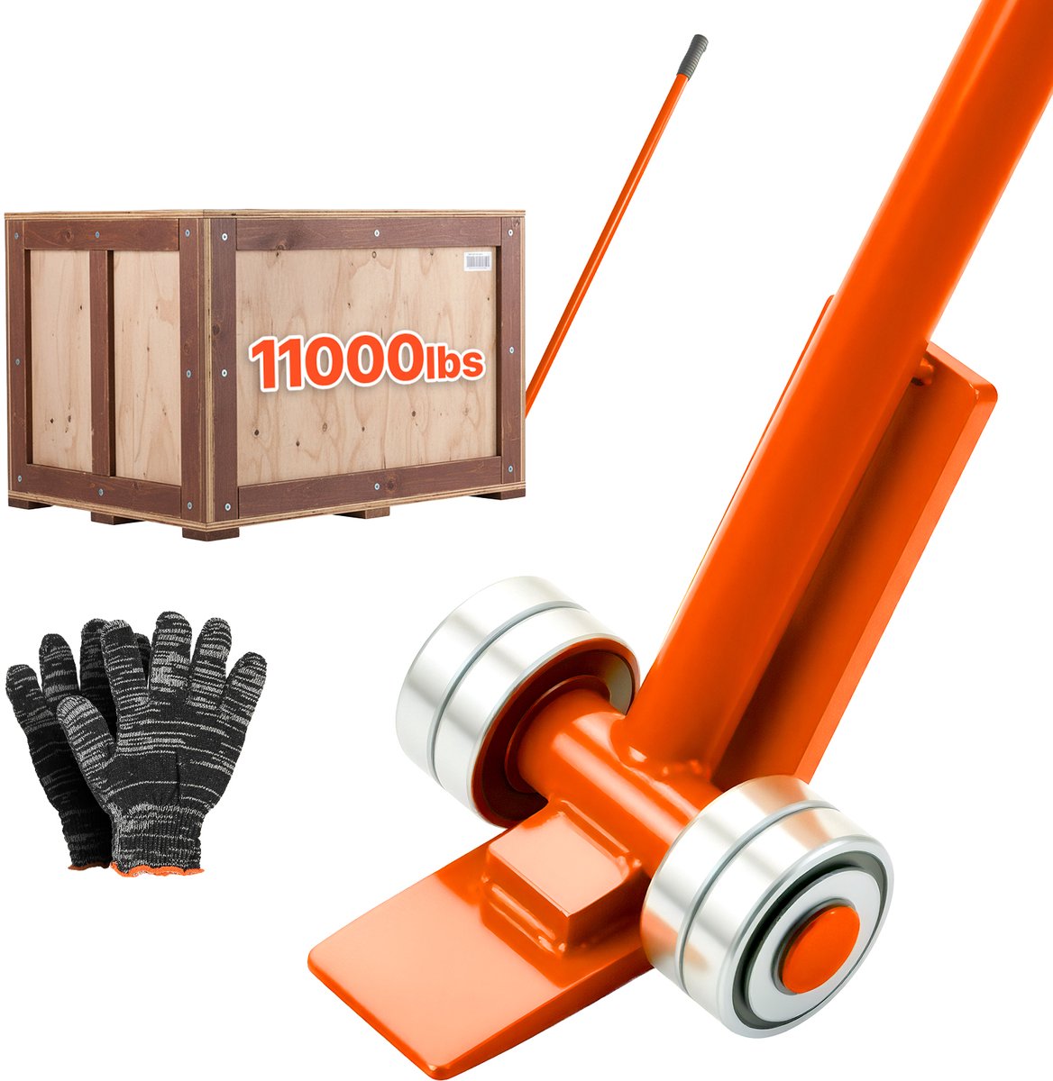 VEVOR Hefkrik met een Draagvermogen van 4990 Kg, Meubelheffer met een Lengte van 1803,4 mm, Inclusief Handschoenen, Transporthulpmiddel met Stalen Velgen voor Zware Meubels, Objecten en Betonblokken, Ideaal voor Verhuizingen en Zwaar Transport