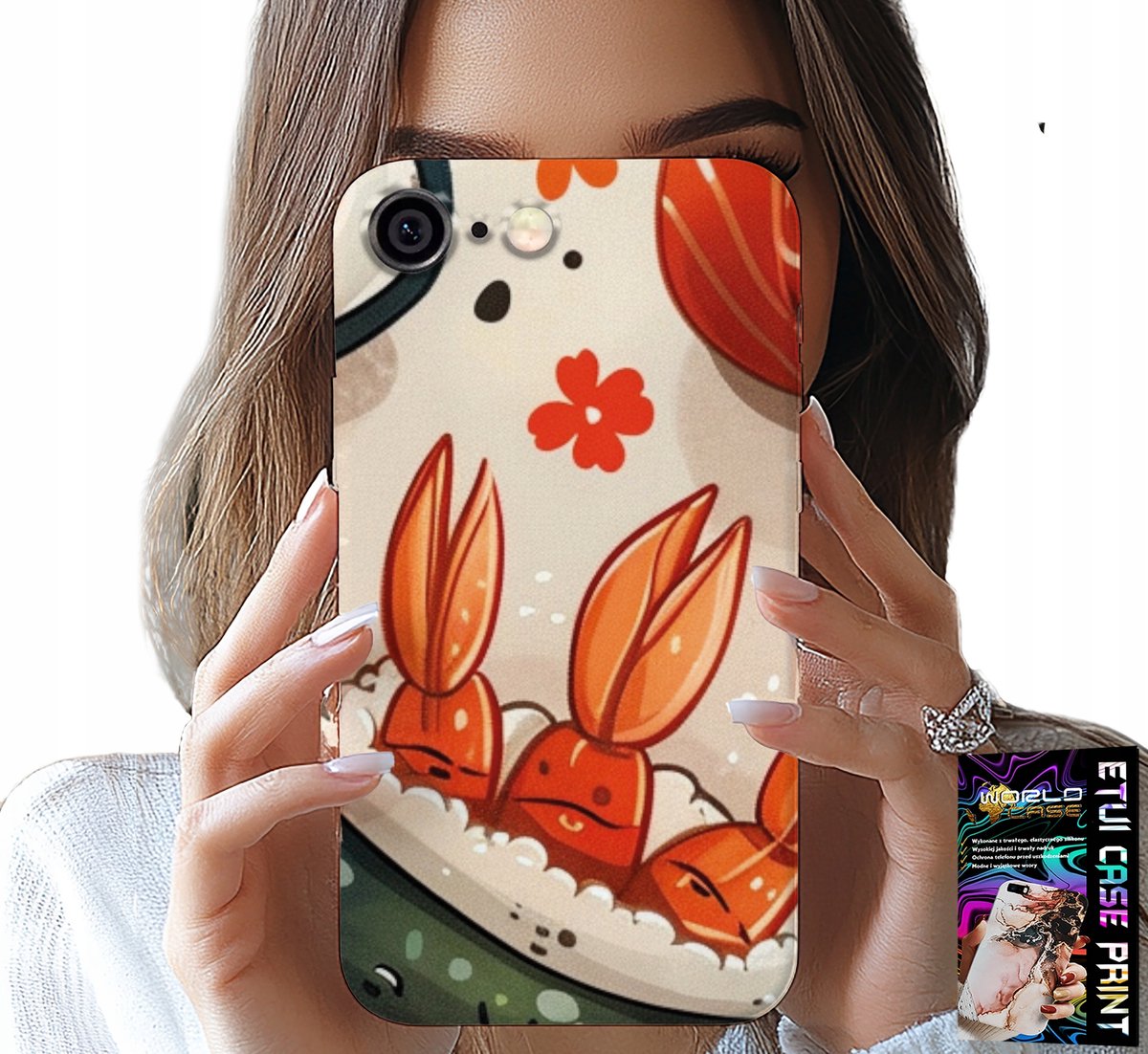 HOESJE VOOR IPHONE (6 PLUS) - LEUK HOESJE MET LACHENDE SUSHI
