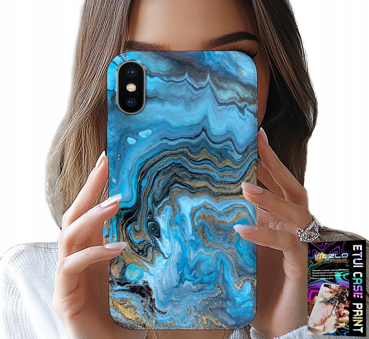 HOESJE VOOR IPHONE XS MAX - HOESJE MET MARMERPATROON + FOLIE