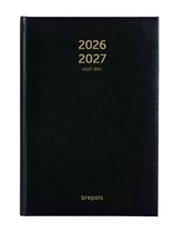 Couverture noire d'un agenda Brepols. Imprimé en doré avec '2026 2027 sept-dec' et 'brepols'.