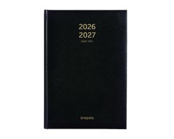 Brepols agenda 2026-2027 - Bretime LIMA - Schoolagenda - 16 maanden - 1 week per 2 pagina's - Gebonden - Weekoverzicht - Zwart - 14.8 x 21 cm