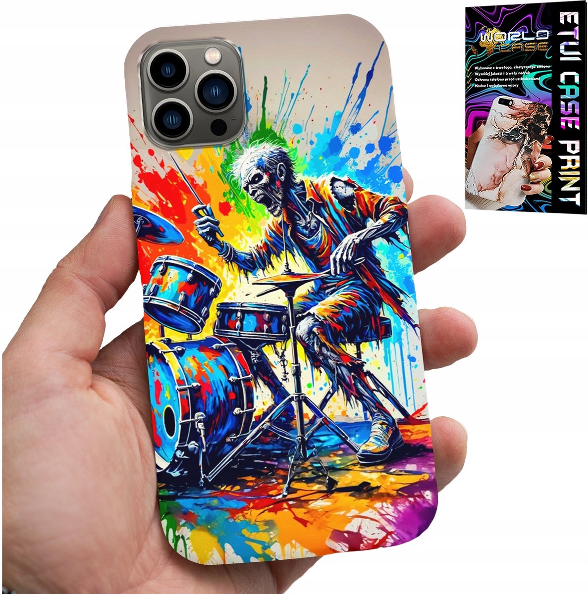 iPhone 12 Pro hoesje - Rock Drums Skeleton Cover