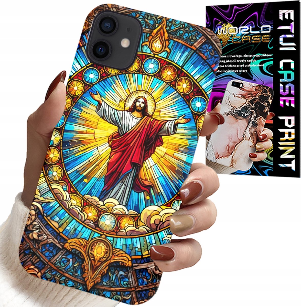 HOESJE VOOR IPHONE 12 MINI - JEZUS CHRISTENDOM RELIGIE + GLAS