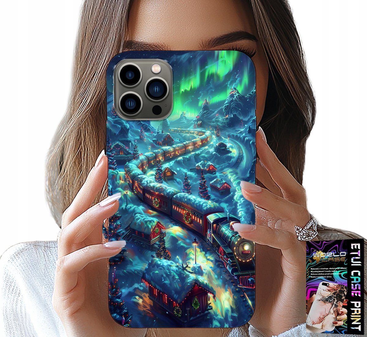 HOESJE VOOR IPHONE 12 PRO - TREIN, CHRISTMAS EXPRESS PATRONEN + GLAS