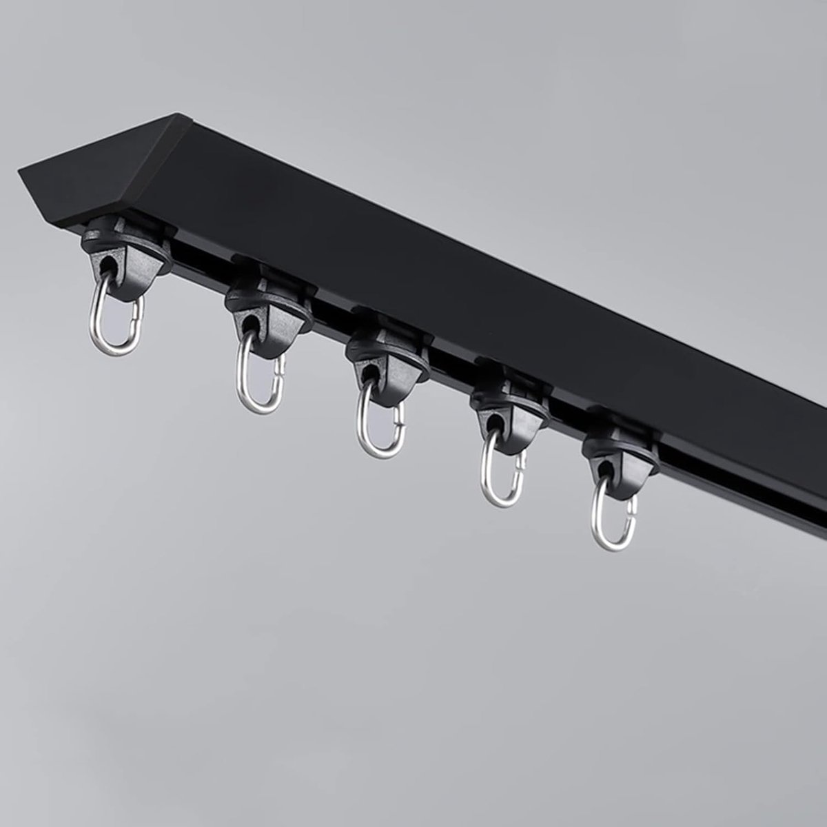 Gordijnrailsysteem - Kamerscheidingsstang - Plafondbevestiging - Aluminium Legering - 300cm - Nero