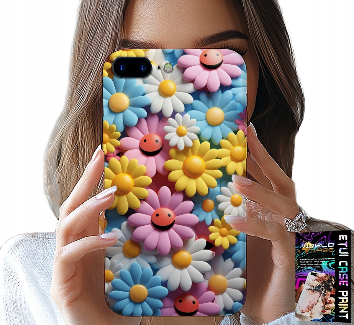 HOESJE VOOR IPHONE (7 PLUS) - KLEURRIJKE BLOEMEN, MADELIEFJES