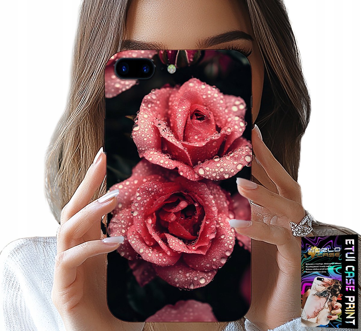 iPhone hoesje (7 Plus) - Prachtige roze rozen, bloemenpatronen, hoesje