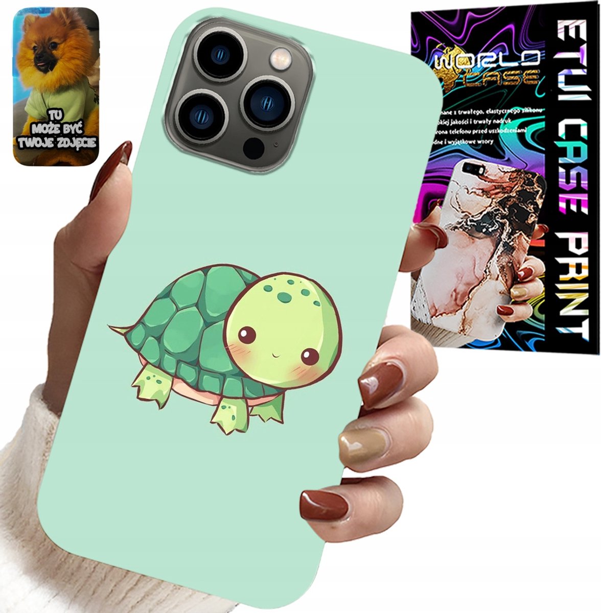 iPhone 13 Pro hoesje - Leuke schildpadjespatroon voor kinderen + glas