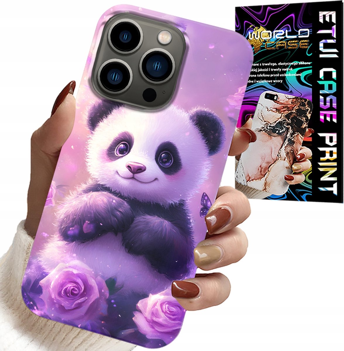 HOESJE VOOR IPHONE 14 PRO MAX - LEUKE PANDA-PATRONEN VOOR KINDEREN + GLAS