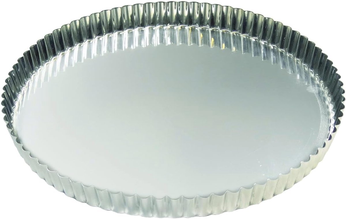 Taartvorm Rond - Bakvorm Geribbeld - Taarten Bakken - Vaste Bodem - Diameter 32cm - Zilver