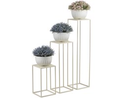 Modern Bloemenstandaard - Metaal - Crème - Geometrisch design - Lichtgewicht en stabiel - Voor binnen