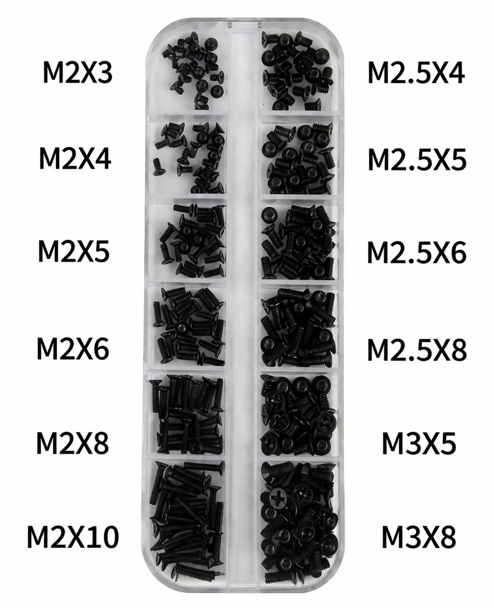 240-delige kruiskop boutjesset (M2, M2.5 en M3, zwart)