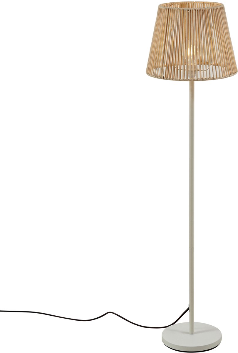QAZQA virginia - Japandi Vloerlamp | Staande Lamp met kap - 1 lichts - H 155 cm - Beige - Buitenverlichting