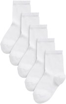 Next - Meisjes - Set van 5 paar katoenrijke school enkelsokken - Wit