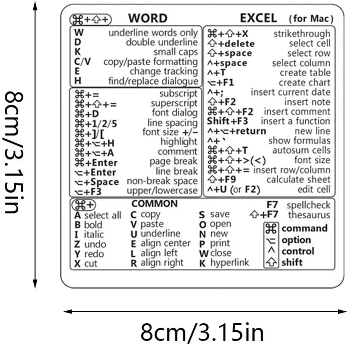 Shortcuts - Sneltoets Sticker - Waterdicht - Mac En Windows - Sneltoetsen - Voor MacBook Gebruikers - Model 480083