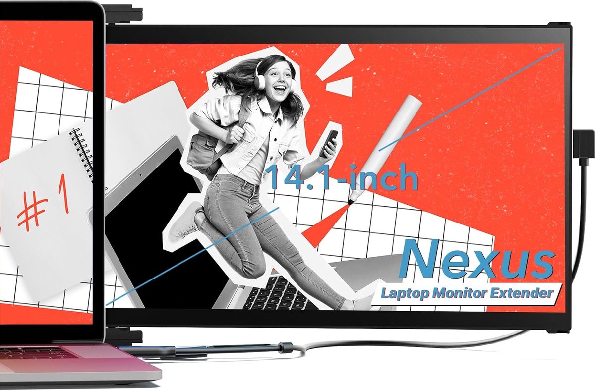 Draagbare Monitor - Extra Scherm - Productiviteit Verhogend - FHD 1080P Resolutie - 141 Inch - Zwart