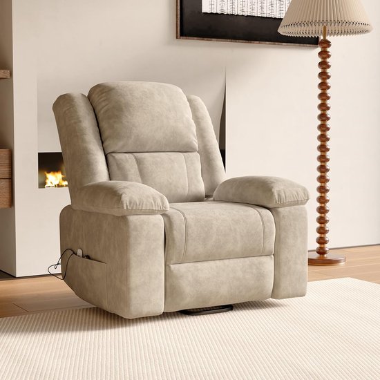 Elektrische Relaxfauteuil - Verstelbare Stoel - Ontspannen TV Kijken - Met Trilfunctie Verwarming - 93x102x106 cm - Bruin — afbeelding 5