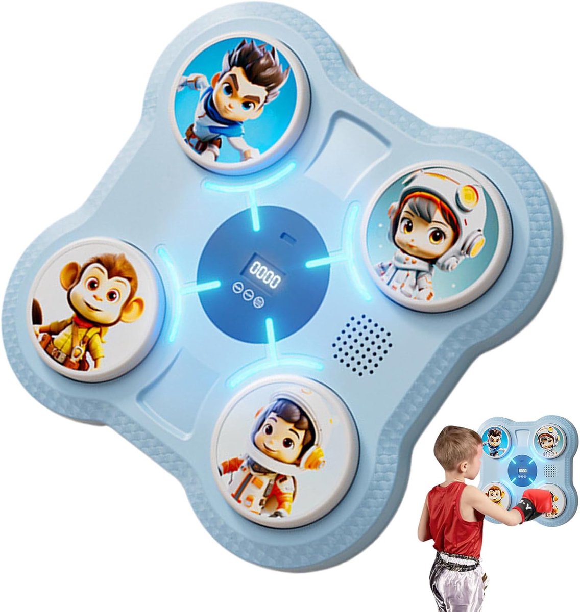 Muziek Boksmachine - Bokstrainer - Thuis Fitness - Slimme Lichtreactie - 27.5 cm - Blauw