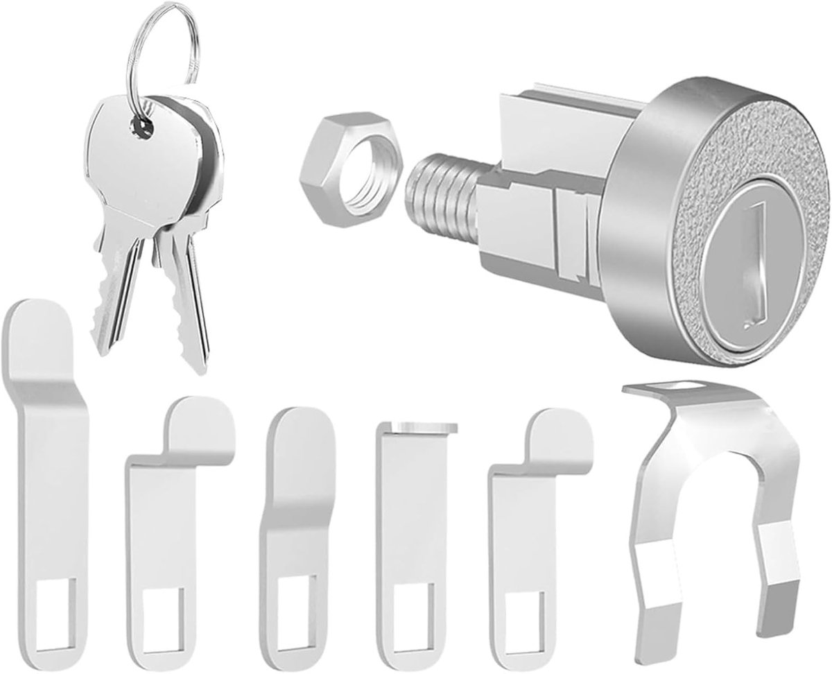 Brievenbusslot Set - Cilinderslot Deurkast - Beveiliging Kast - Drie Gelijk Coded Sleutels - 5x5x2 cm - Zilver