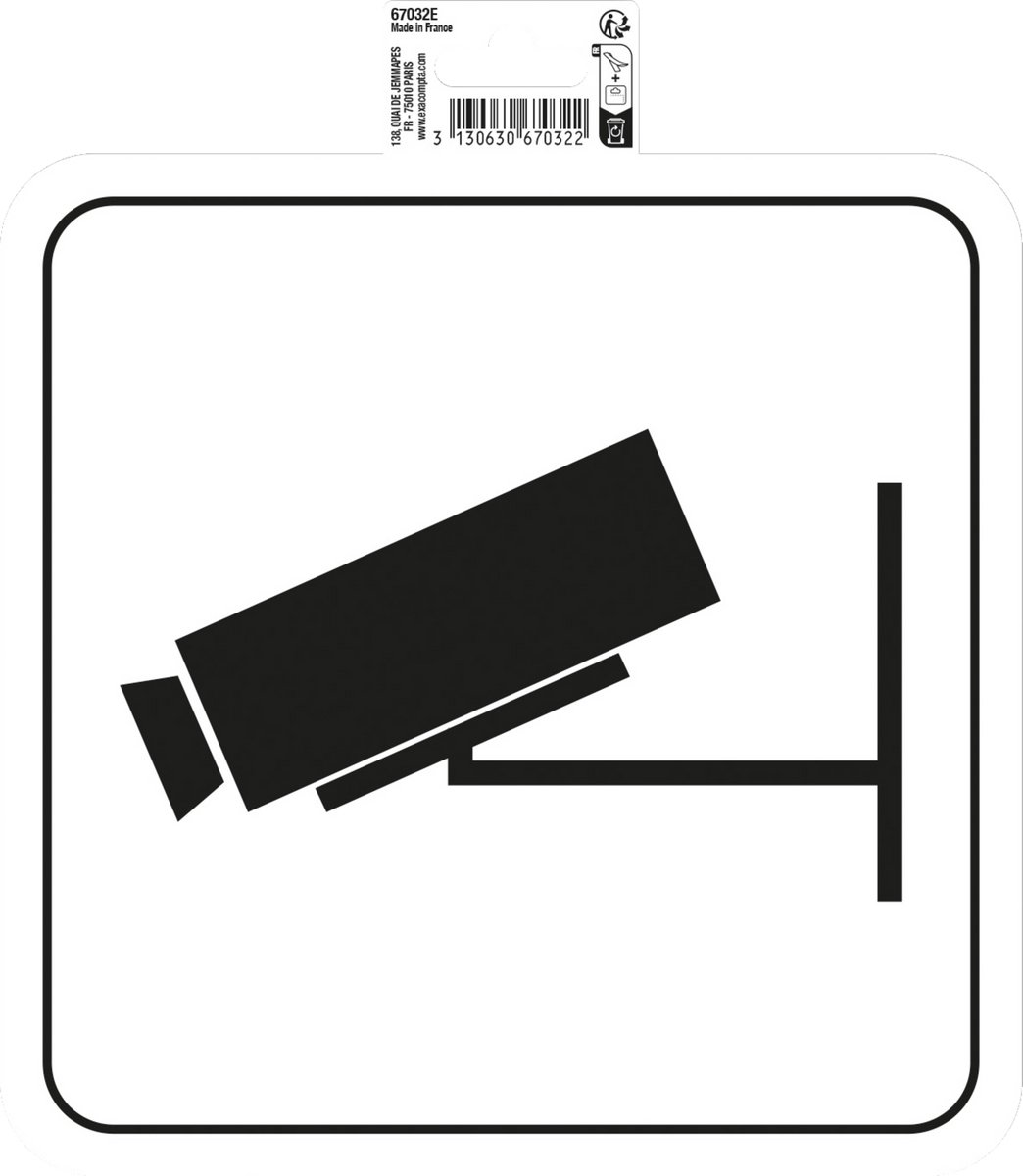 Exacompta Zelfklevend bord camera bewaking 20cm - Wit - 67032E