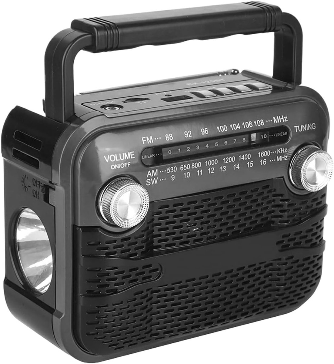 Weerradio Handzwengel - Overlevingsradio Zaklamp - Buitenactiviteiten Nood - Dubbele Stroombronnen - 15x8x12cm - Grijs