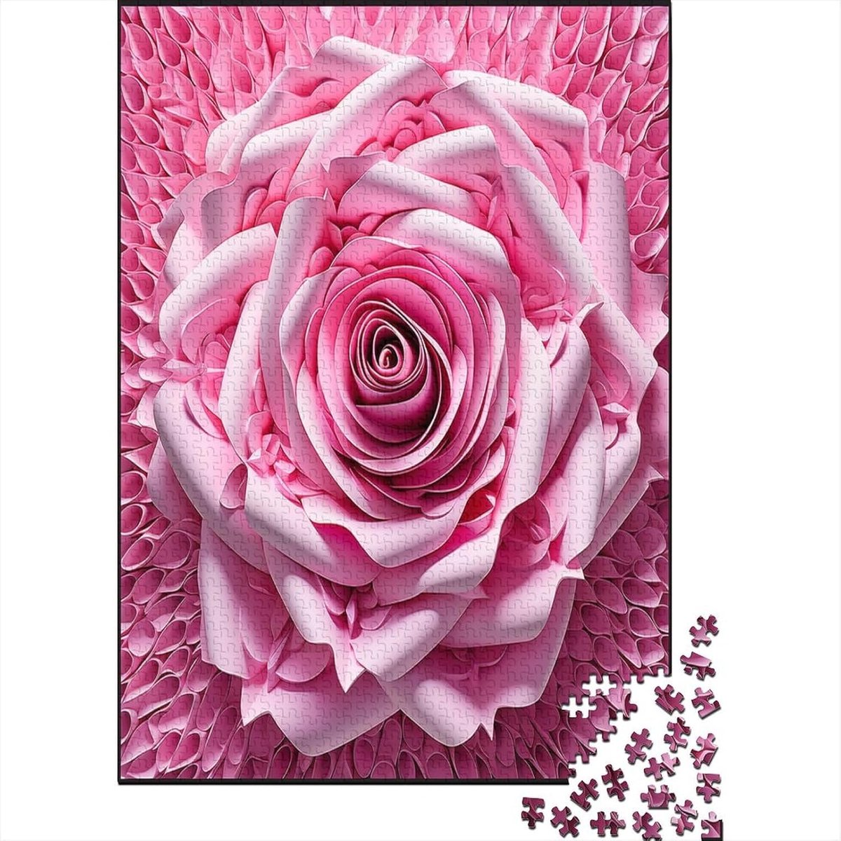 Puzzel 1000 Stukjes - Legpuzzel Volwassenen - Ontspanning Thuis - Gerecycled Karton Kwaliteit - 75 x 50 cm - Roze Rose