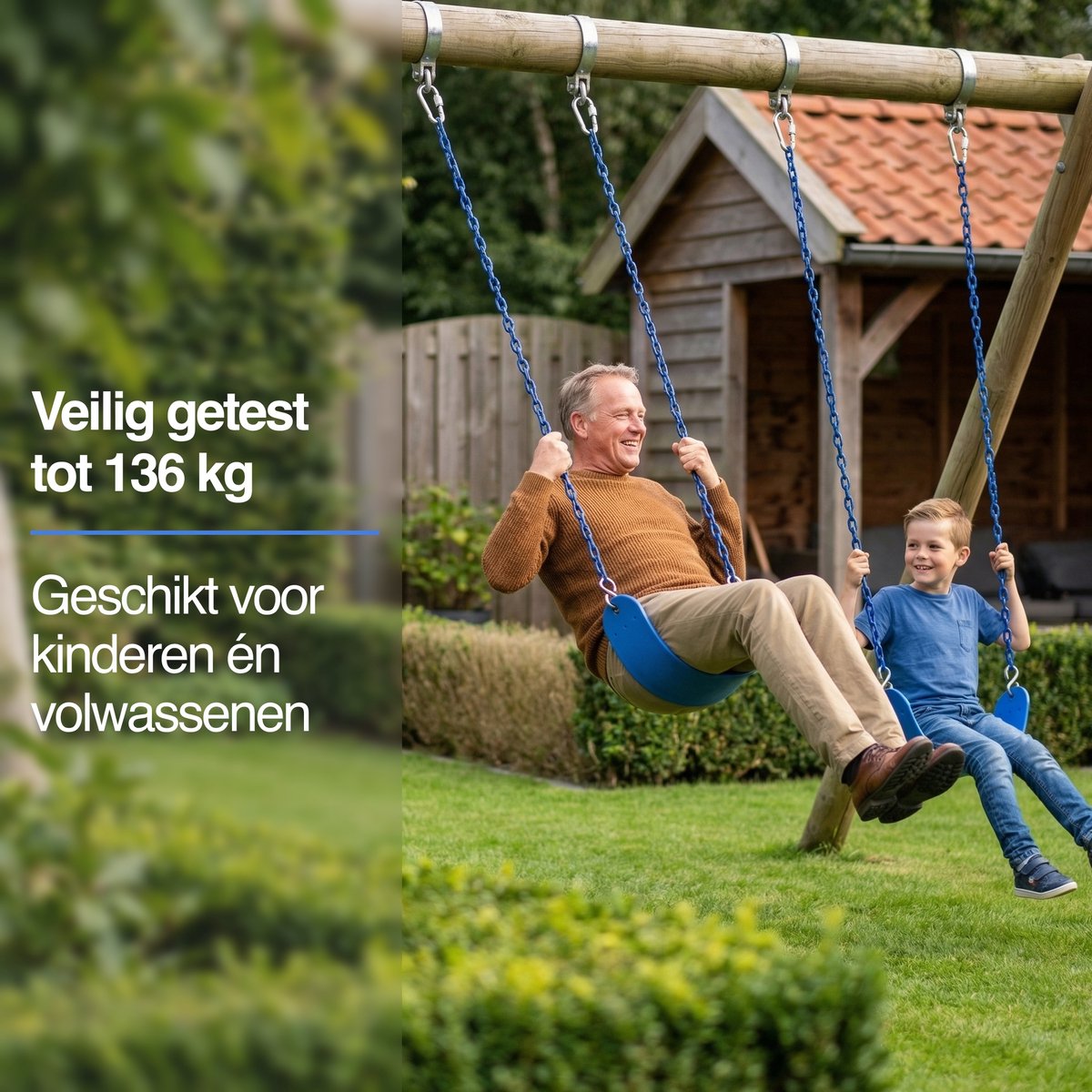 JAXY Schommelzitje - Kinderschommel Buiten - Tot 136 KG - Buitenspeelgoed Jongens, Meisjes & Peuter - Blauw — afbeelding 2