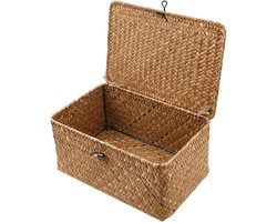 CLVP® Rieten Wasmand met Deksel - 36x23x17 CM