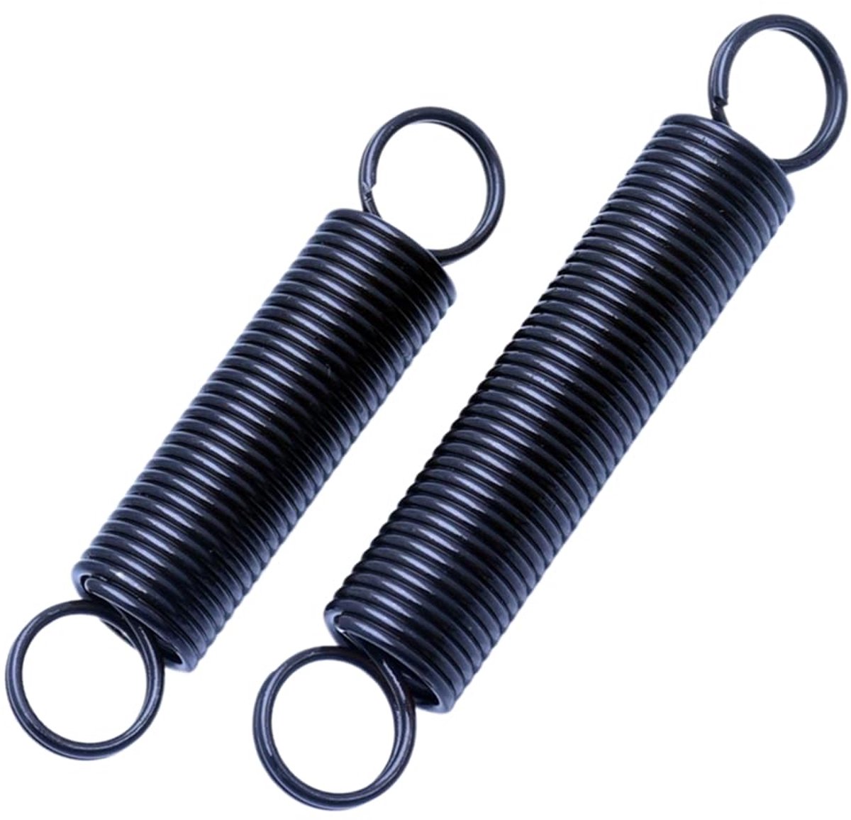L-vormige trekveer - Dubbele spiraal veer - Bevestigingen monteren - Hoge sterkte verenstaal - 2.3x19x130mm - Zwart