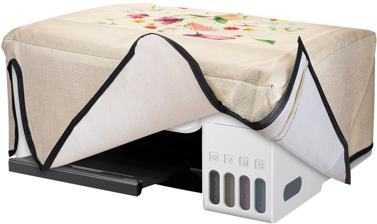 kwmobile linnen hoes geschikt voor Epson Eco Tank ET-2826 / 2800 cover - Printer beschermhoes - Bloemenboeket in aquarel design