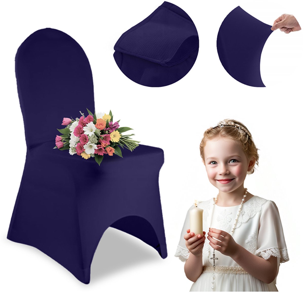 Meble odNowa - Banketstoelhoes - Granat Blauw - Elastaan - Elastisch
