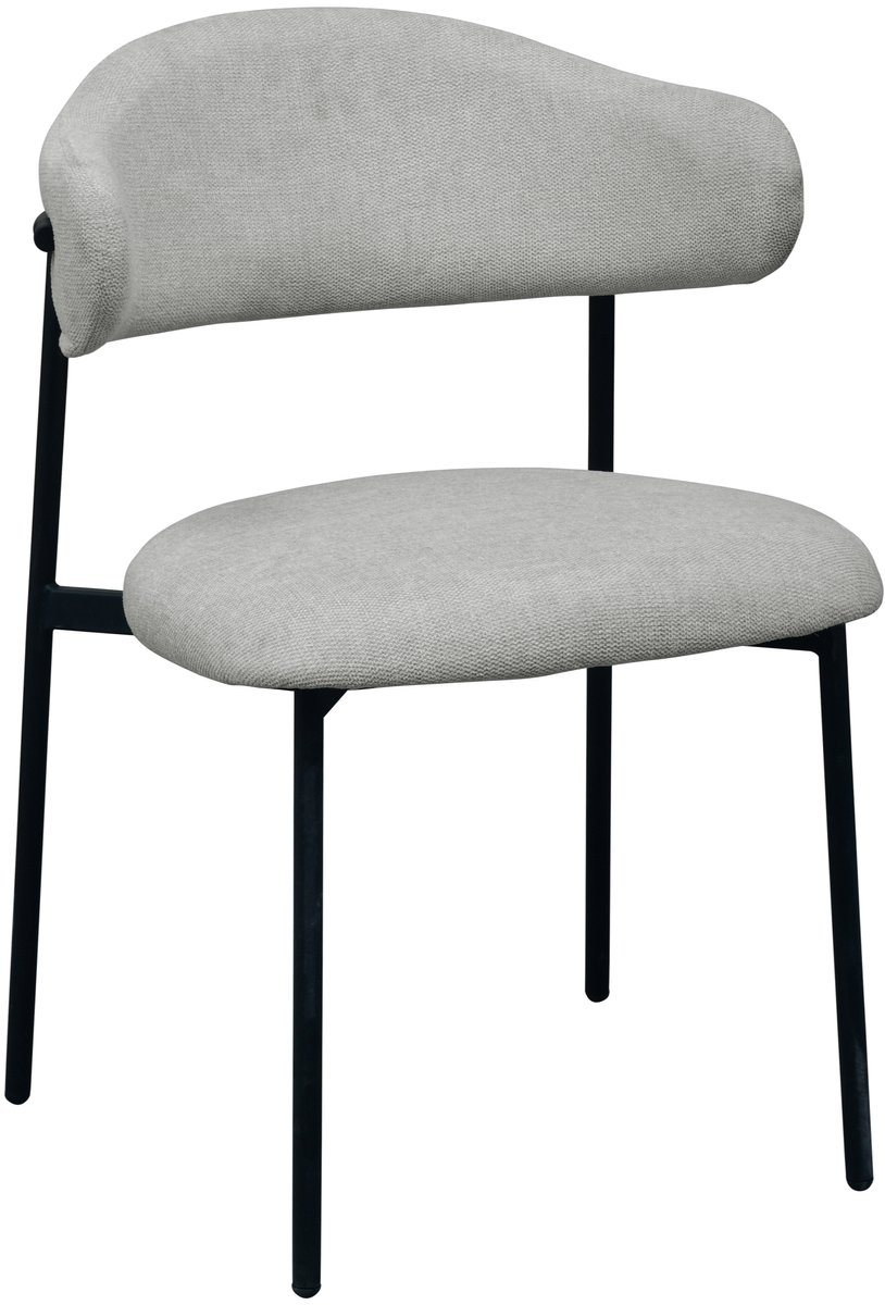 ExitoDesign MILOS - Eetkamerstoel - Jasmin Szary Stoffen Bekleding - Zwarte Metalen Poten