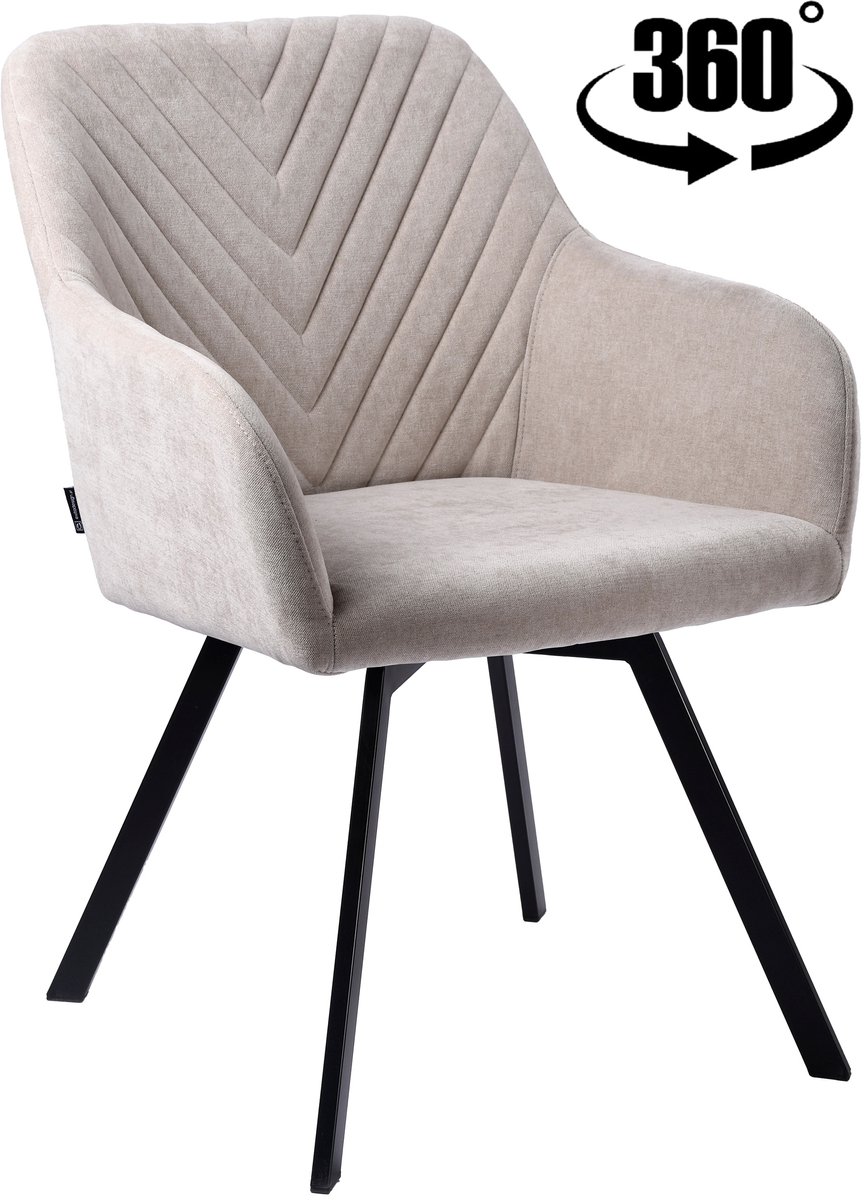 ExitoDesign PANKO 2 - Bureaustoel - Lichtbeige Stof - 360° Draaibaar - Beigekleurige Metalen Basis