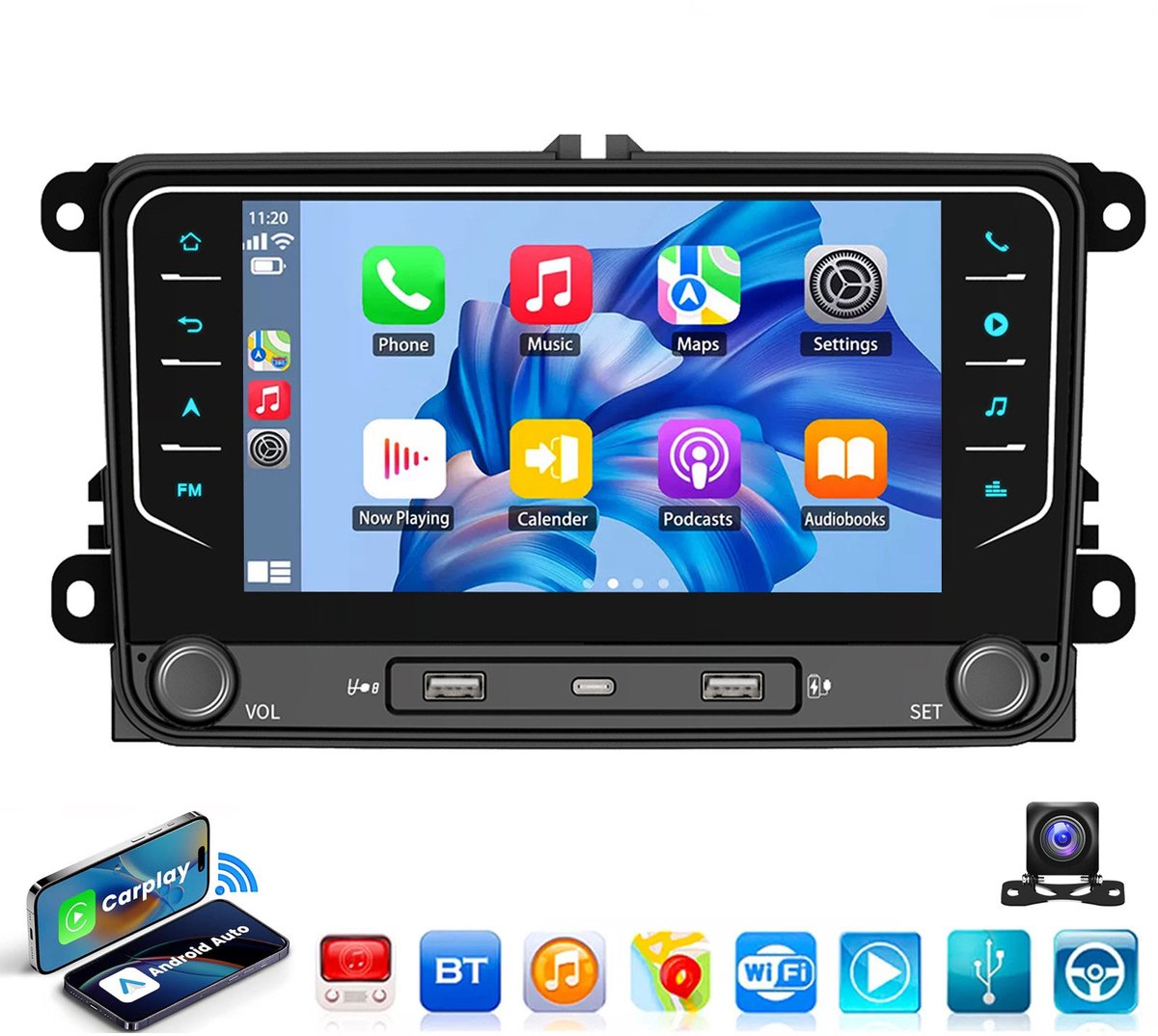 ESSGOO Autoradio voor Volkswagen GOLF MK5 MK6 PASSAT Touran EOS Polo - Android 15 - 4 GB +64 GB - 7 inch - Draadloos Apple Carplay en Android Auto - GPS-Navigatie - Bluetooth - Wifi - Achteruitrijcamera