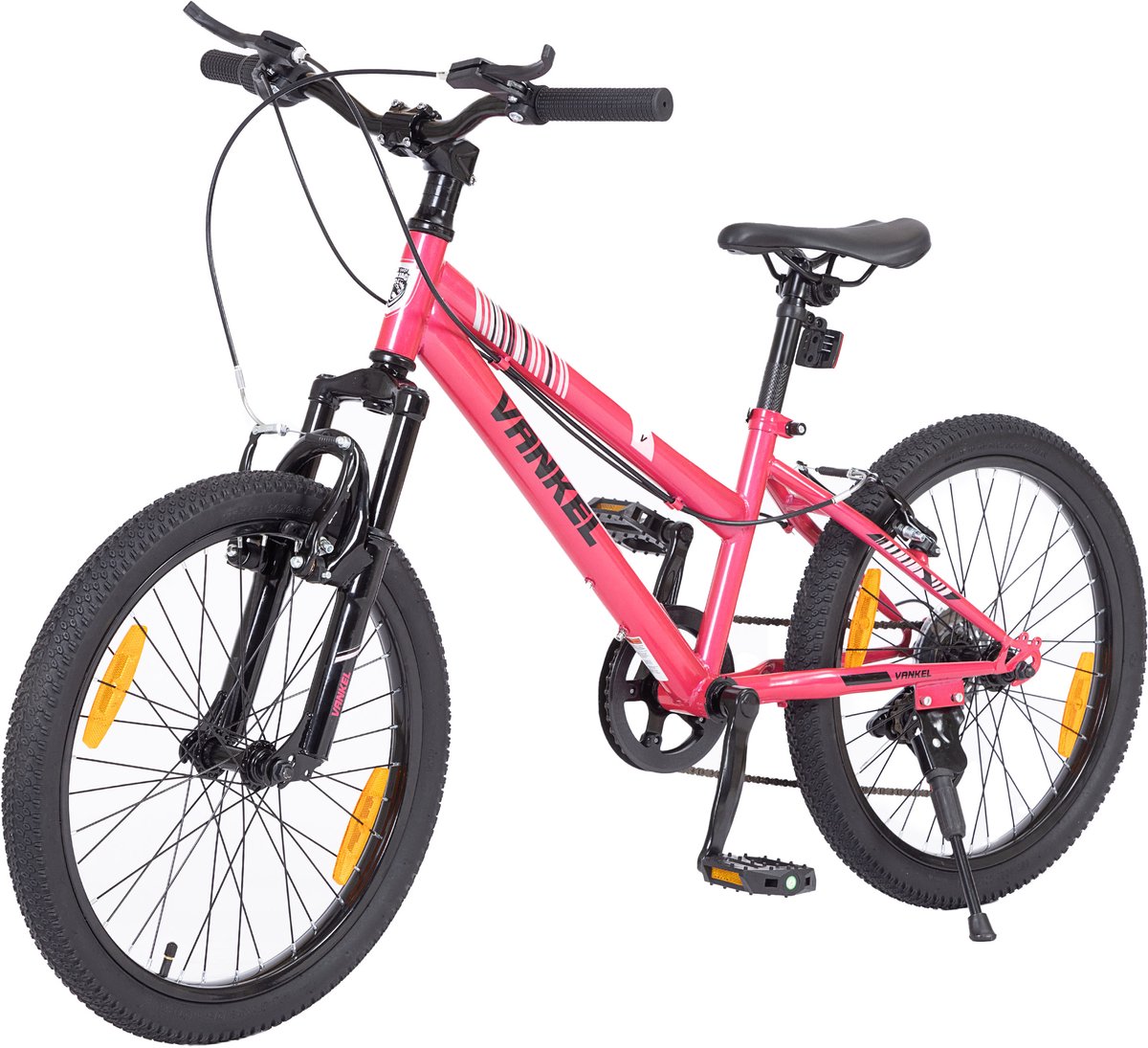Mountainbike 20 Inch ROLIPO- Kinderfiets voor Meisjes en Jongens - 6 Versnellingen - Met V-Brakes en Reflectoren - Robuust Stalen Frame - Geschikt voor 6-12 Jaar - Kleur Roze - Ideaal voor School en Vrije Tijd - MTB Kind - 110x58x84 cm