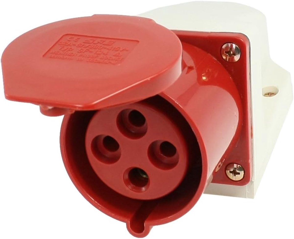 Industrieel Stopcontact - Paneelmontage - Veilige Stroomtoevoer - IP67 Spatwaterdicht - 3P + E 32A - rood