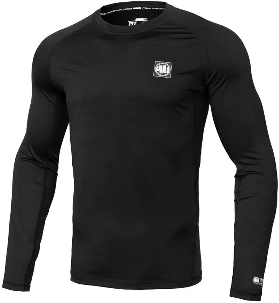 Pitbull West Coast Performance Pro Plus - Compressie Rashguard - Longsleeve - Small Logo - Zwart