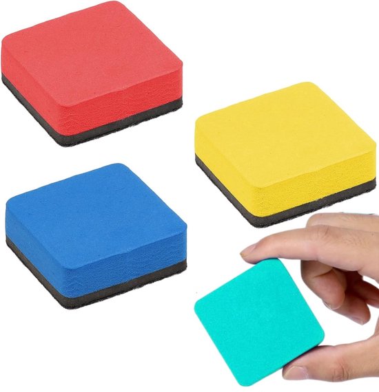 4-pack - whiteboard wissers - whiteboardreinigers, kleine whiteboard wissers - kleurrijke stiftwissers - voor in de klas, op kantoor, voor whiteboards - kleur willekeurig