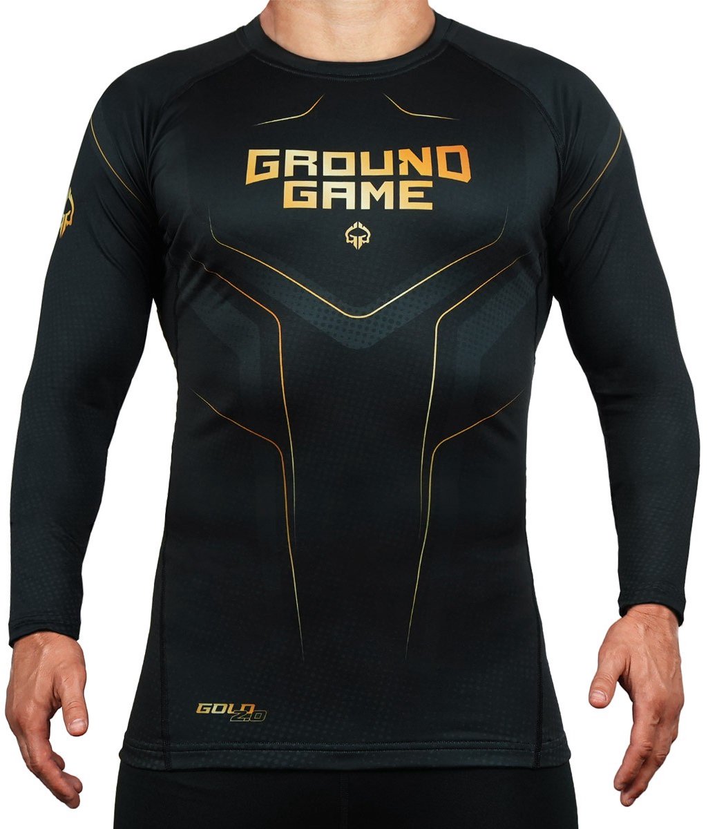 Ground Game Gold 2.0 Serie - Rashguard met Lange Mouwen - Thermoflex Materiaal - Micromesh Ventilatie - Siliconen WrapStrap