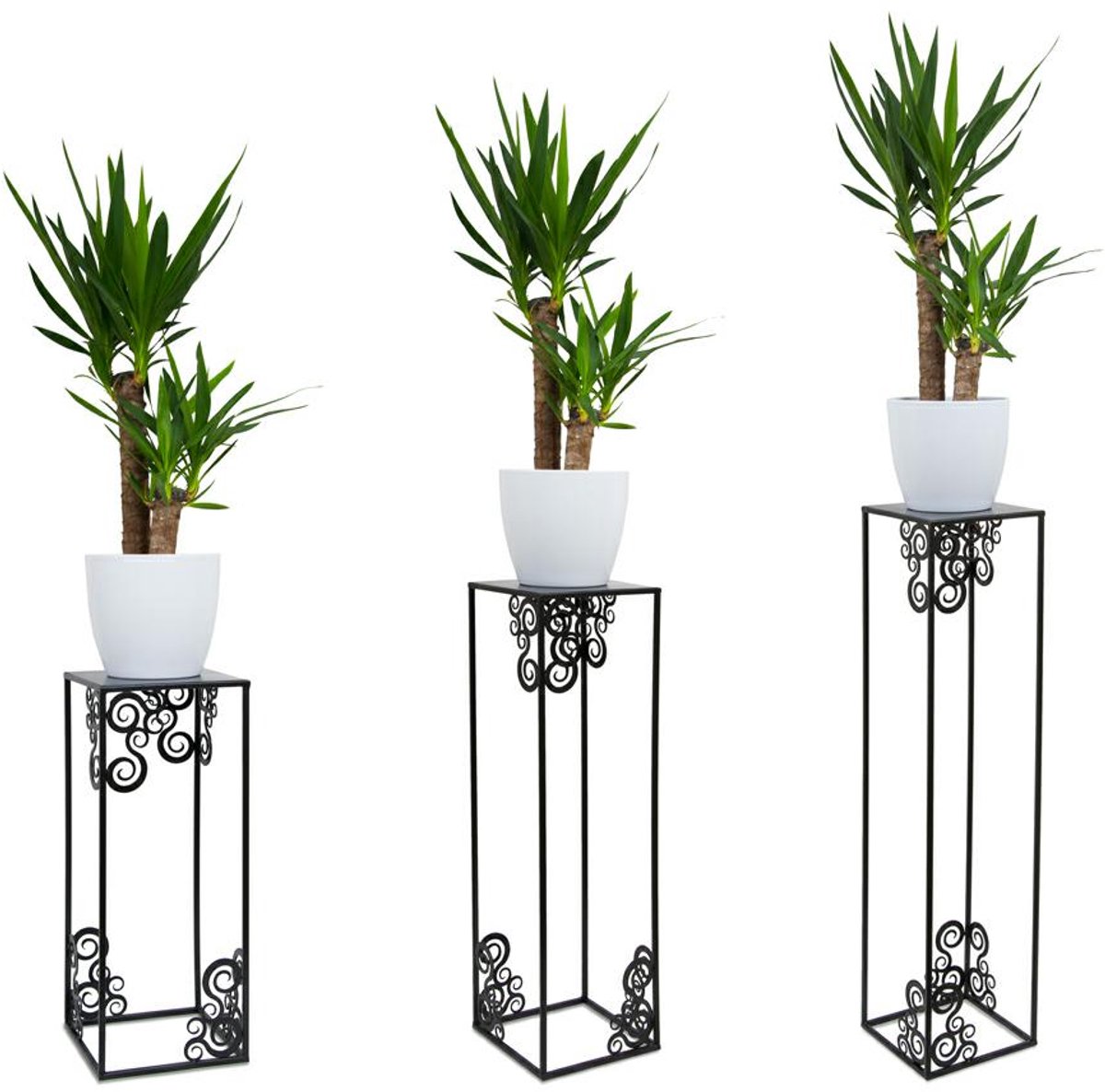 HowHomely - Staande Bloemenstandaard - 80 cm - Zwart - Loftstijl