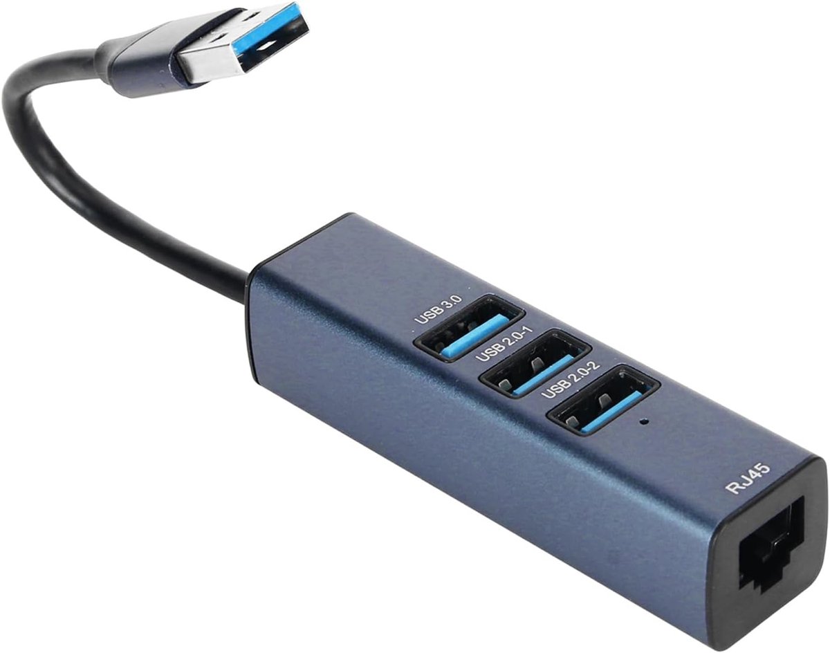 USB Ethernet Adapter - Netwerk Hub - Snelle Internetverbinding - Aluminium Legering - 4 Poorten 5 Gbps
