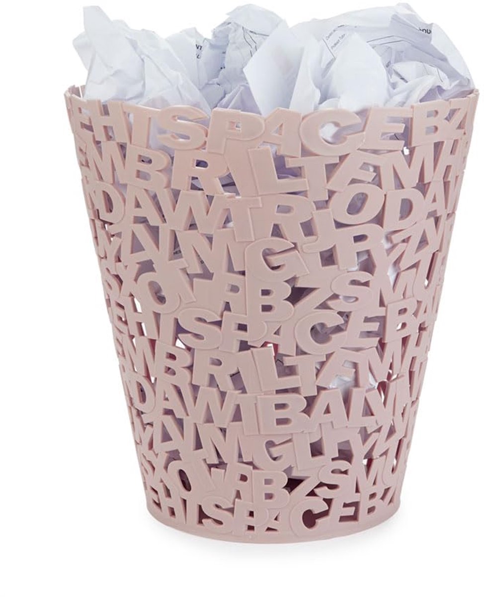 Prullenbak Letters - Decoratieve Mand - Kantoor Thuis - Origineel Letter Design - 28.5 x 30 cm - Roze