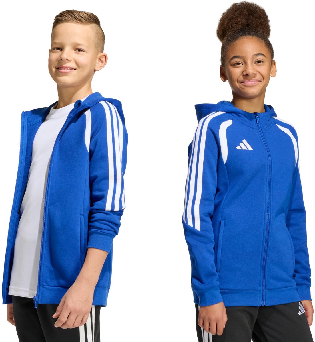 adidas Sweater Kinderen Tiro 26 League Sweat Full Zip Hoodie Blauw - Maat 116cm