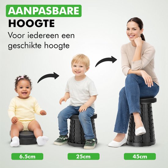 Travelhawk Opvouwbare kruk - Opvouwbare Stoel - Kruk - Krukje - Campingstoel - Inklapbaar - Telescopisch - Visstoel - Voetensteun - Zwart van Merkloos — afbeelding 5