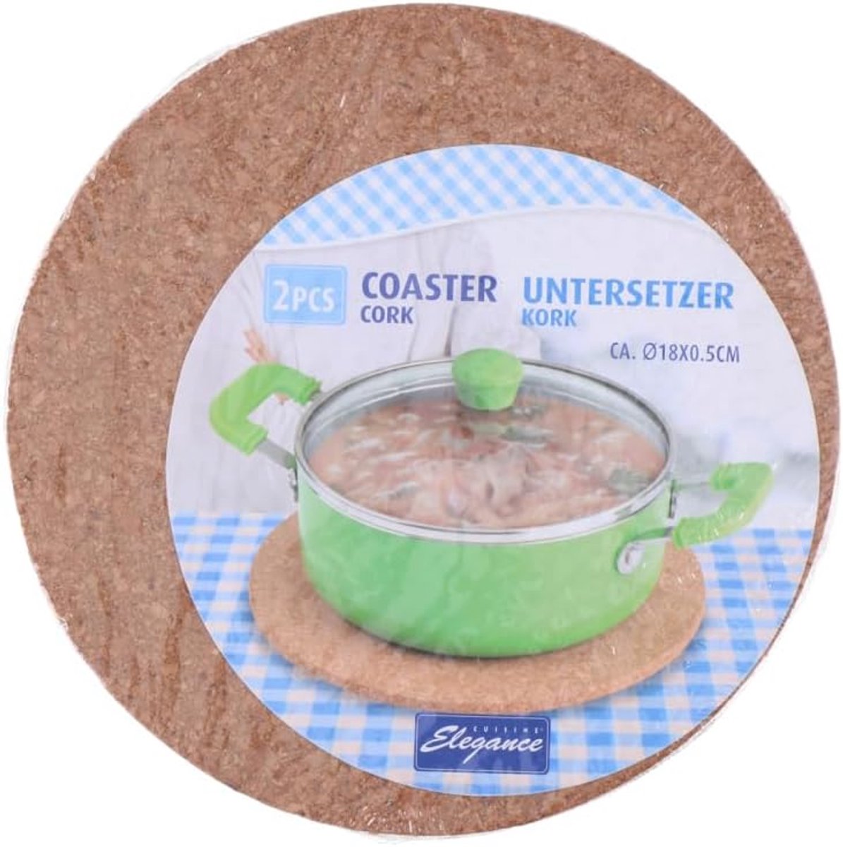 Kurk onderzetters - Tafelbeschermers - Hittebestendig - Natuurlijk materiaal - Ø 18 cm - Bruin