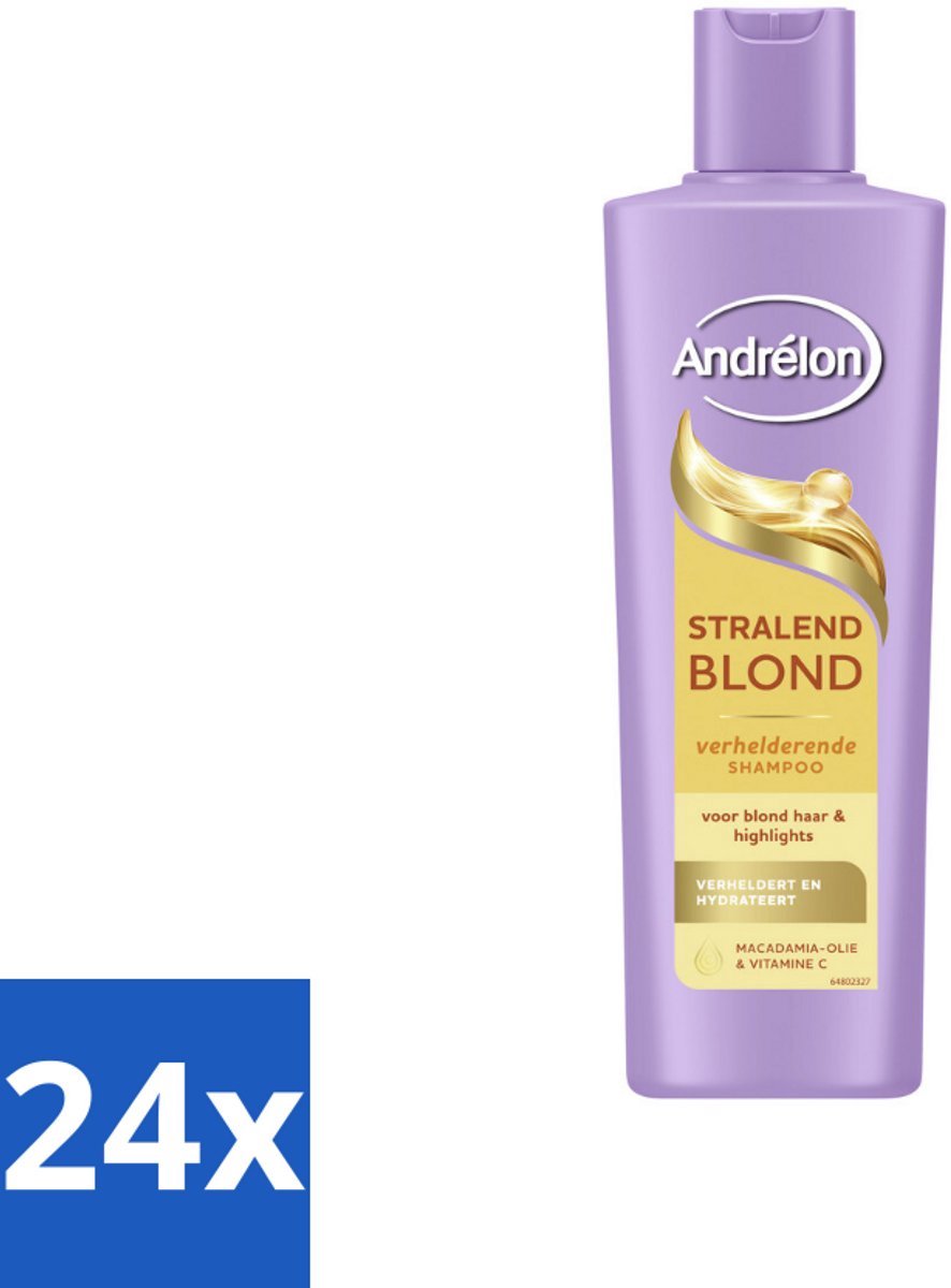 24 x Andrélon – Shampoo – Stralend Blond – 250 ml - Blond Haar - Glans - Highlights - Stralend Blond Haar - Blonde Kleur