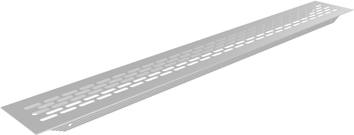 Ventilatierooster Aluminium - Luchtcirculatie Rooster - Luchtuitwisseling Meubels - Ovale Gaten - 60 x 484 mm - Zilver Geanodiseerd