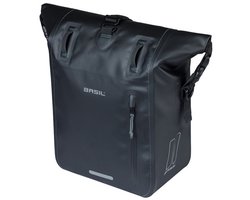 Basil Rivo - Enkele fietstas - 12-15 liter - MIK Hooks - Waterdicht - Reflectie details - Tarpaulin - zwart