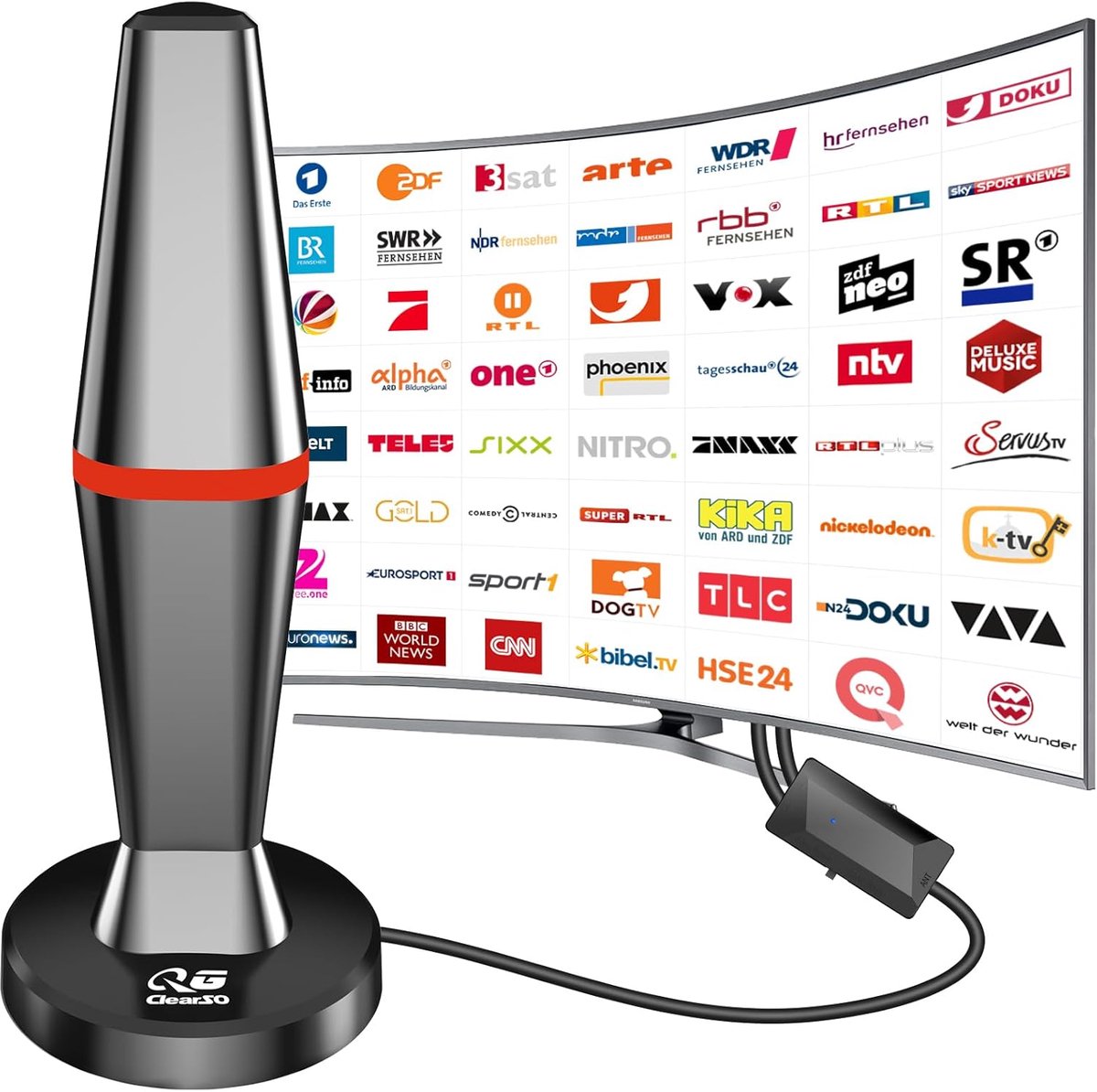 Digitale TV Antenne - Binnen Buiten Antenne - HDTV Ontvangen - Groot Bereik 360° - 400km Bereik - Roze